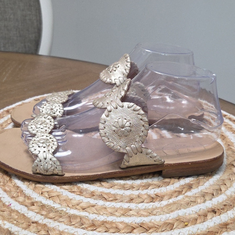 Jack Rogers Lauren II Leather Flat In Platinum, Size 8 - Picture 6 of 10